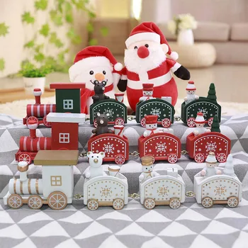 Linksmų Kalėdų Mini Traukinio Medinės Dažytos Amatų Vaikų Žaislas Sniego Lokys Kalėdų Ornamentu Naujųjų Metų Šaliai, Dovana, Namų Dekoro Prekių