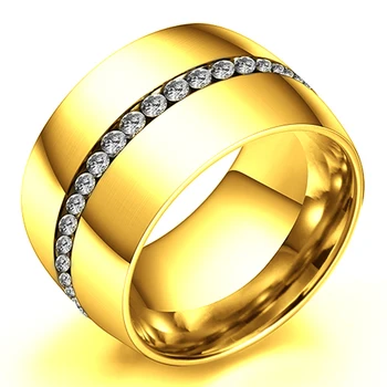 Mados Prabangių Vestuvių Bijoux Žiedas Moterims, Naujas, Nerūdijančio Plieno, Aukso Spalvos Kristalų Žiedai Smulkūs Šalis Vestuvių Papuošalai Didmeninė