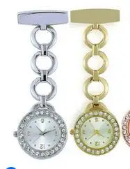 Mados Visiškai Kristalų Dial Plieno Slaugytojų Pin sagė hanging round kišeninio laikrodžio vyrų ir moterų laikrodis dovana