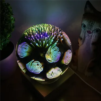 Medienos spalvinga 3d Šviesos Magija Projektorius ball 3d Lempa USB maitinimo miegamojo atmosferą naktį šviesos dangaus Stalo Lempa