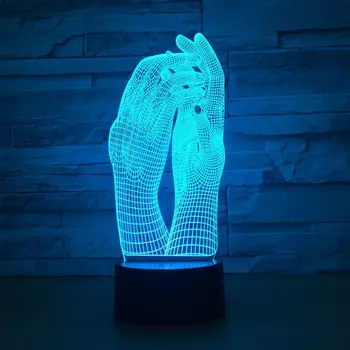 Meilė Dvi Rankas 3D LED Lempos Naktį Šviesos USB Touch Pav šviesos Lempos Apdaila Šalis Atostogų ir Valentino dovana