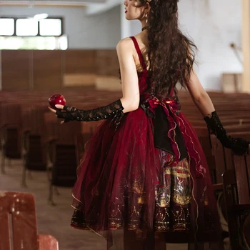 Melonshow Gothic Lolita Dress Raudonos Viktorijos Suknelės Plius Dydžio Saldus Lolita JSK Moterų Goth Lolita Sijonas Mergaitėms Kawaii Drabužiai