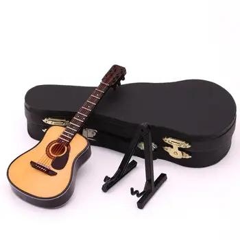 Mini Pilnas Kampas Liaudies Gitara Gitara Miniatiūrinis Modelis, Medinės Mini Muzikos Instrumentų Kolekcijos Modelis