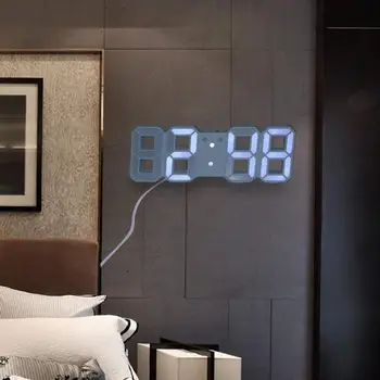 Modernus Sieninis Laikrodis Laikmatis 3D LED Skaitmeninis Sieninis Laikrodis Temperatūra laikrodis L1S9