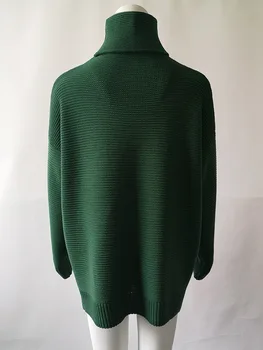 Moterų storas megztinis ilgomis rankovėmis aukštos apykaklės megztinis (puloveris)