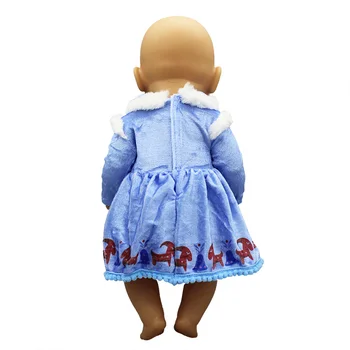 Mėlyna Šilta Suknelė Lėlės Drabužiai Tinka 17 colių 43cm Lėlės Drabužiai Gimęs Kūdikis Kostiumas Kūdikio Gimtadienio Šventė Dovana