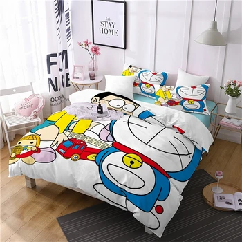 Namų Tekstilės 3d Animaciją Doraemon Spausdinti Patalynės Komplektas Patalyne, Patalynė Vaikams Antklode Padengti Nustatyti Užvalkalas Karalienė King Size