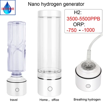 Nano Didelės Vandenilio daug Vandens Buteliuko/Puodelio H2 Generatorius SPE Šarminės Elektrolizės Lonizer Daugiafunkcinių Mini Respiratorius IHOOOH