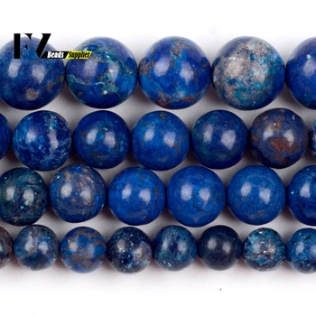 Natūralaus Akmens Royal Blue Imperial Turquoises Karoliukai, Apvalūs Karoliukai, Metalinės Papuošalai Priėmimo 