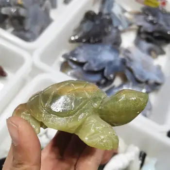 Natūrali Žalioji jasper vėžlio drožiniai jade kristalų vėžlys Gyvūnų Statulėlės, Kolekcines