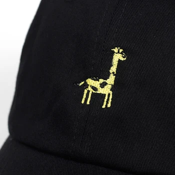 Naujas Animacijos žirafa Medvilniniai Siuvinėjimo Beisbolo kepuraitę vyrai moterys Vasarą mielas reguliuojamas Tėtis skrybėlę Hip-hop kepurės Kaulų Garros