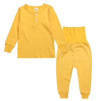 Naujas berniukai gryna spalva grynos medvilnės pižama ilgomis rankovėmis marškinėliai ir kelnės 2 vnt. nustato vaikų kūdikių pižama pižama 2020 bodysuit