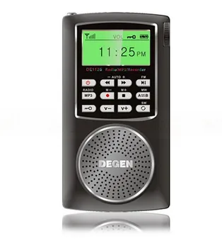 Naujas Degen DE1126 Trumpųjų DSP AM mini fm radijo ducha su 4GB MP3 Grotuvas + Diktofonas + Ekranas + Įkraunamos Baterijos