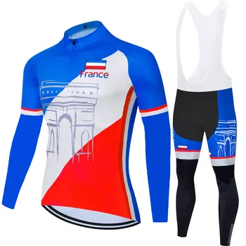 Naujus kelionių vasaros pavasarį Prancūzijoje dviračiai drabužių vyrų Dviračių Džersis MTB Sporto ilgomis rankovėmis Dviračių Džersis Ropa Ciclismo 20D gelio padas
