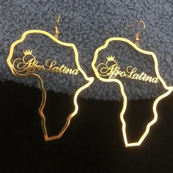 Nerūdijančio Plieno Individualų Afrikos Žemėlapis Auskarai Moterims, Aukso Spalvos Punk Mados Auskarai Papuošalai Etninės Dovana
