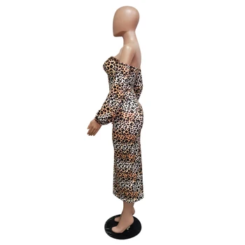 NewAsia Sodo Leopard Suknelė Moterims Pieštuku Suknelė Spausdinti Krūtinės Tuščiaviduriai Velniop Kaklo Violetinė Ilgomis Rankovėmis Stebėjimo Seksualus Ponios Suknelės