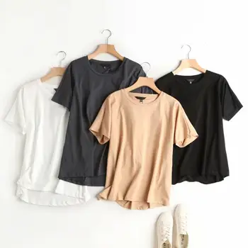Nudžiūvo vasaros marškinėliai moterims anglijoje stilius paprastas kietas o-kaklo medvilnės rungtynių pagrindinio harajuku marškinėlius camisetas verano mujer 2020 m.