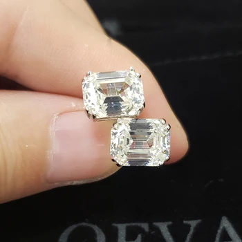 OEVAS 925 Sterlingas Sidabro Stud Auskarai Moterims Putojantis 8*10mm Didelis Anglies Diamond Vestuvės Fine Jewelry Didmeninės