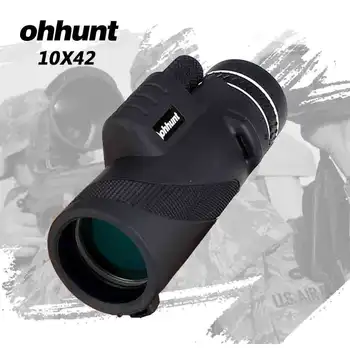 Ohhunt Monokuliariniai 10X42 BAK4 Dėmesio Mini Prizmės Optinis Teleskopas Medžioklės Spotting scope Paukščių stebėjimo Lauko Kempingas