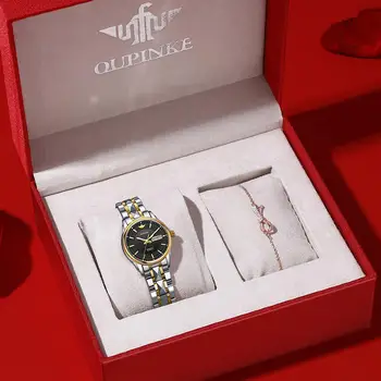 OUPINKE Viršuje Prabangos Prekės ženklo Moterys Automatinis Mechaninis laikrodis atsparus Vandeniui Nerūdijančio Plieno Watchstrap Automatinė Moterų Žiūrėti