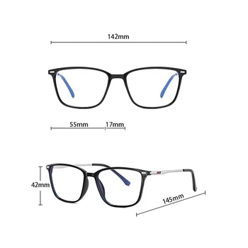 Peekaboo tr90 mėlynos šviesos blokavimas akinius kompiuterio vyrų kvadratas juodos skaidrios pusė metaliniai akinių rėmeliai recepto