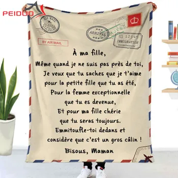 PEIDUO Flanelė Mesti Antklodę Laiškas Išspausdintas Antklodės Oro Pašto 3d Spausdinimo Išlaikyti Šiltas, Sofos Antklodė vokiečių prancūzų ispanų, olandų Gift