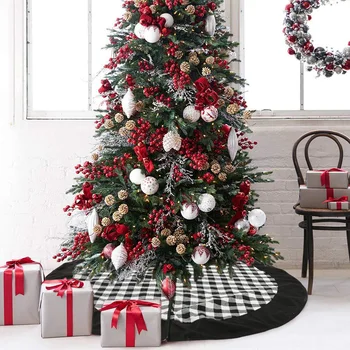 Penn Kalėdų eglutė sijonas 120 cm Kalėdų eglutės koja kilimų juodos ir baltos spalvos pledas kilimų sijonas pagal medžio apdaila namo