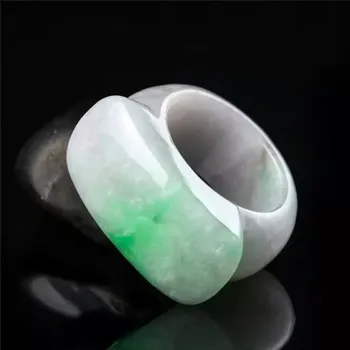 Realių green jade 7A žiedas gamtos jade dovana savotiškas Smaragdas žiedai vyrams, moterims, žiedai nuvarytas papuošalai