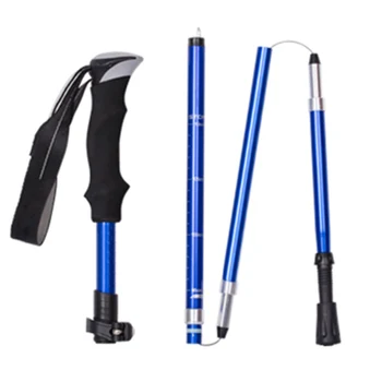 Reguliuojamas Pėsčiųjų Žygius Pėsčiomis Polių Cukranendrių Stick Teleskopinis 4 Skirsnis Ramentas Aliuminio Lydinio Lankstymo Cukranendrių Lazdos 1pc
