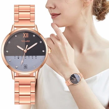 Rose Aukso Moterų Laikrodžiai, Nerūdijančio Plieno, Dvigubo Spalvų Atitikimo Žiūrėti Prabangos Ponios, Kvarciniai Laikrodžiai Laikrodis Reloj Mujer siųsti