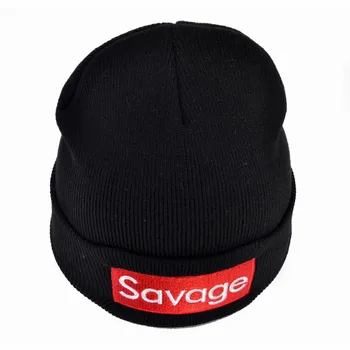 Savage Beanie Skrybėlių Žiemos Laišką Siuvinėjimo bžūp Vyrų, Moterų Megzti Prekės Skrybėlę Unisex Skullies Kepurės kietas slidinėjimo gorros skrybėlės