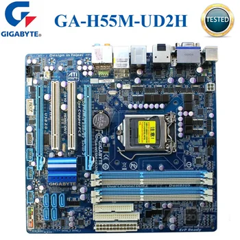 Socket LGA 1156 GIGABYTE GA-H55M-UD2H Darbastalio Plokštė DDR3 Intel H55 i7 i5, i3 LGA 1156 Originalus naudojami Plokštės GA-H55M-UD2H