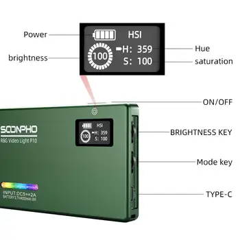 SOONPHO P10 2500K-8500K RGB LED Vaizdo Šviesos CRI 97 Užpildyti Šviesos įmontuota Baterija Fotografijos Apšvietimo Fotografavimo Studijoje+ trikojis