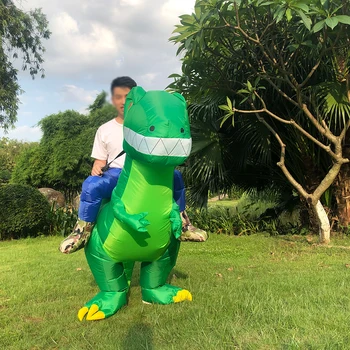 Suaugusiųjų Žalią Dinozaurą T-rex Pripučiami Cosumes Pusę Kūno Helovyno Cosplay Vaidmuo Žaisti Disfraz Pėsčiomis Talismanas Suknelė Iki