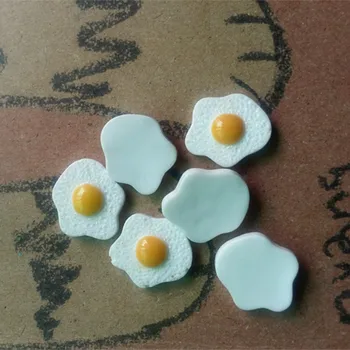 Tanduzi 50PCS Kawaii Dervos Kepti Kiaušiniai, Balta Kiaušinių Flatback Cabochons Lėlių Miniatiūrinės Maisto 
