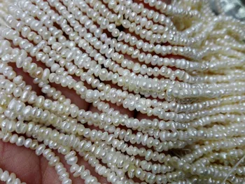 Top Real Natūralių Gėlavandenių Perlų 2X4mm Natūralus Baltas Perlas pabrėžti pearl 37cm Kryptis Prarasti Karoliukai moterų Papuošalai