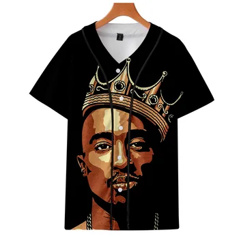 Tupac 2pac 3D Atspausdintas Beisbolo T-marškinėliai Moterims/Vyrams Mados Vasaros trumpomis Rankovėmis Juokinga Tshirts Streetwear Hip-Hop Beisbolo Jersey