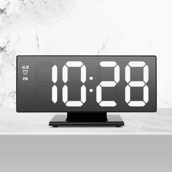 USB Kabelis Skaitmeninis Laikrodis LED Veidrodis, Laikrodis Daugiafunkcį Atidėjimo Laiko Rodymas Lentelė Darbalaukio Mielas Žadintuvas Naktį LCD Šviesos