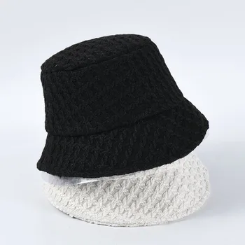 USPOP Naujas Moterų kibirą skrybėlės paprastu būdu balta juoda skrybėlę moterų tvido kibiro kepurę storas šiltas žiemą kepurės