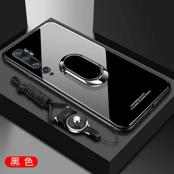 Už Xiaomi Mi-10 Pastaba Lite Atveju Prabanga Sunku Grūdintas Stiklas Su Stovu Žiedas apsauginis galinis Dangtelis Atveju xiaomi mi-10 pastaba pro