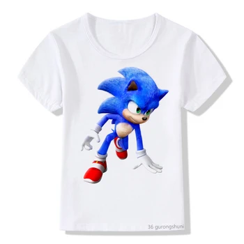 Vaikiški marškinėliai Ežys Sonic Berniukų, Mergaičių Medvilnės marškinėliai Spausdinti Animacinių filmų Dizainas Įdomus marškinėlius Vaikų Vasaros Poilsio, Vaikų marškinėliai