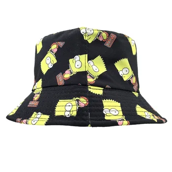 Vasaros Žvejys Skrybėlę Grįžtamasis Simpsonai Kibirą Kepurės Moterims, Vyrams, Gatvės Bart Simpson Bžūp Derliaus Spausdinti Žvejybos Hat