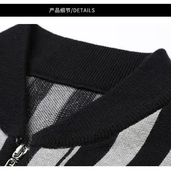 Vertikali Juostelė Megztinis vyrams rudenį ir žiemą naujas korėjiečių versija slim mados megztinis dėvėti beisbolo apykaklės, ZIP striukė vyrams