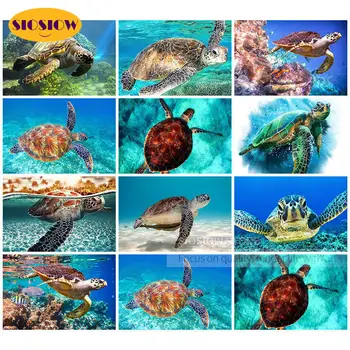 Visą Gręžimo Aikštėje 5D Diamond Tapybos Marina Sea Turtle Diamond Siuvinėjimo Piktogramos Kryželiu kalnų krištolas Mozaikos Paveikslai, Dovanos