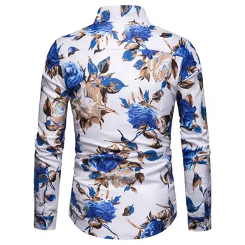 Vyriški nauja kūrybinė asmenybė mados verslo atsitiktinis ilgomis rankovėmis atspausdintas marškinėliai Havajai shirt mens suknelė marškiniai vyrams marškinėliai