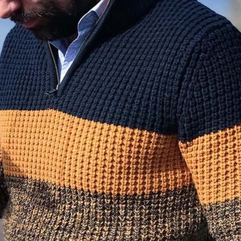 Vyrų Rudens-Žiemos Megztinis ilgomis Rankovėmis V-Kaklo Spalvos Bloką megztiniai vyrams