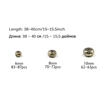 WLYeeS 6 8 10 mm Plokščios Apvalios, Padengtą Antikvariniai Bronzos Aukso Ugnikalnio Lavos Prarasti Karoliukų, skirta 