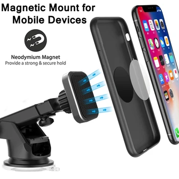 XMXCZKJ Universalus Magnetinis Telefono Laikiklis iPhone Xs Max X 8 Teleskopinis Siurbimo Taurės Automobilio priekinio Stiklo, prietaisų Skydelio laikiklio pagrindą Su Lopšys