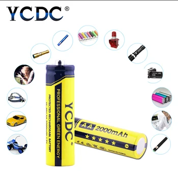 YCDC 4/8/12/16/20Pcs AA Baterijos 1.2 V NI-MH 2000mAh NIMH 1.2 V AA Įkraunamos Baterijos, Fotoaparato Blykstės Žaislas su dėžute