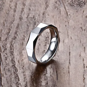 ZORCVENS 5,5 mm Pločio Žiedas Briaunotas Supjaustyti Geometrinis Volframo Karbido Vestuviniai Žiedai Vyrams, Papuošalai, Vyrų Anillos Bague